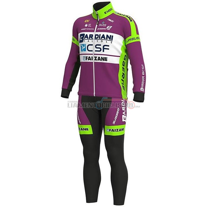 Abbigliamento Ciclismo Bardiani Csf Manica Lunga 2020 Viola Verde